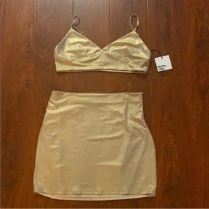 by the way. Metallic Gold Skirt Set